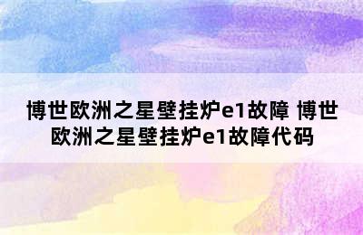 博世欧洲之星壁挂炉e1故障 博世欧洲之星壁挂炉e1故障代码